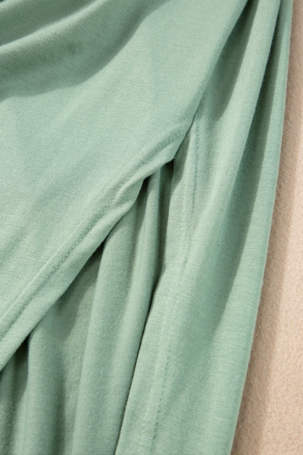 Grass Green V Neck Hidden Pocket Splits Maxi T-shirt Dress